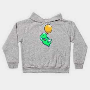 Cute Dinosaur Floating With Balloon Cartoon Kids Hoodie